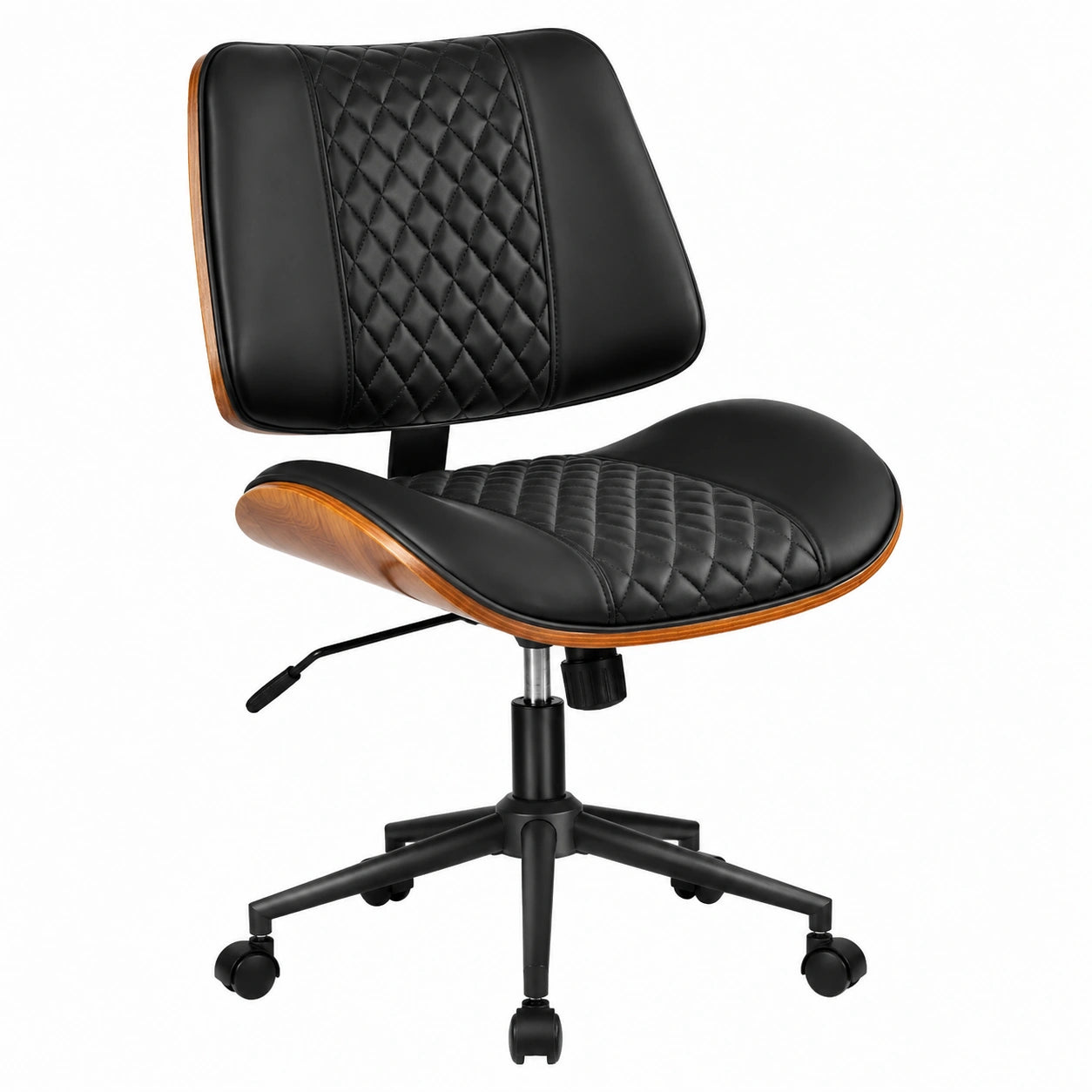 Bürostuhl – moderner Stil, drehbar, höhenverstellbar, mit LED-Beleuchtung, mit Armlehnen, aus Leder, Braun und Schwarz