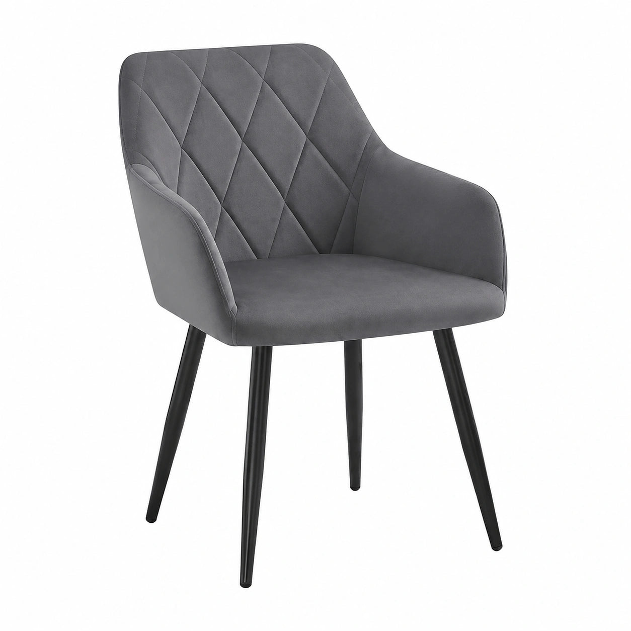 Esszimmerstühle – 6er-Set, gepolstert, mit Armlehnen, mit Rückenlehne, Dunkelgrau, für Esszimmer, Küche und Wohnzimmer