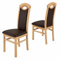 Esszimmerstühle – 6er-Set, aus Massivholz und Buchenholz, Braun und Naturfarben