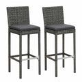 Barhocker – aus Rattan, Grau, für Garten