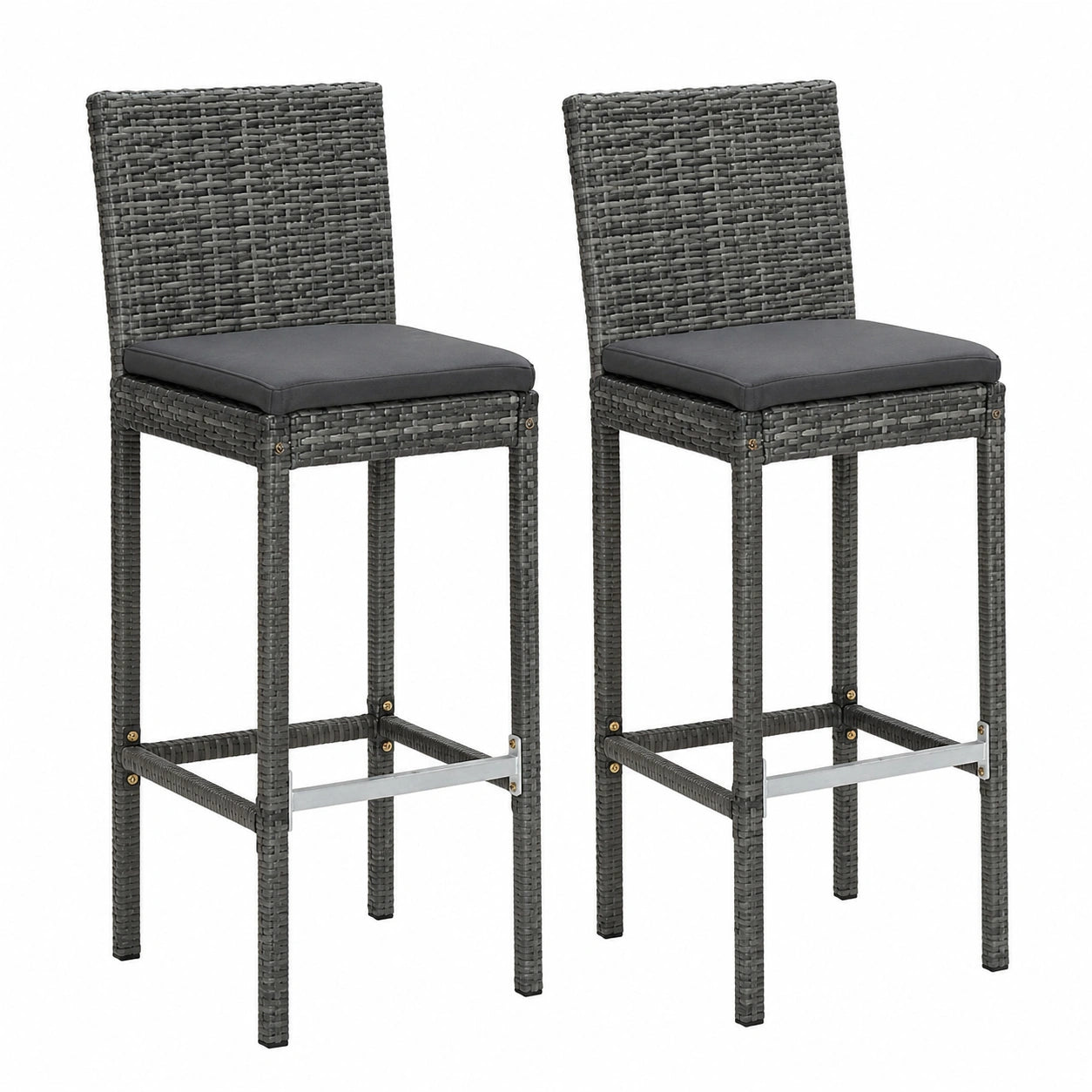 Barhocker – aus Rattan, Grau, für Garten