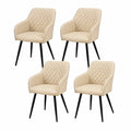 Esszimmerstühle – 4er-Set, gepolstert, mit Armlehnen, aus Kunstleder, Beige, für Esszimmer, Küche und Wohnzimmer