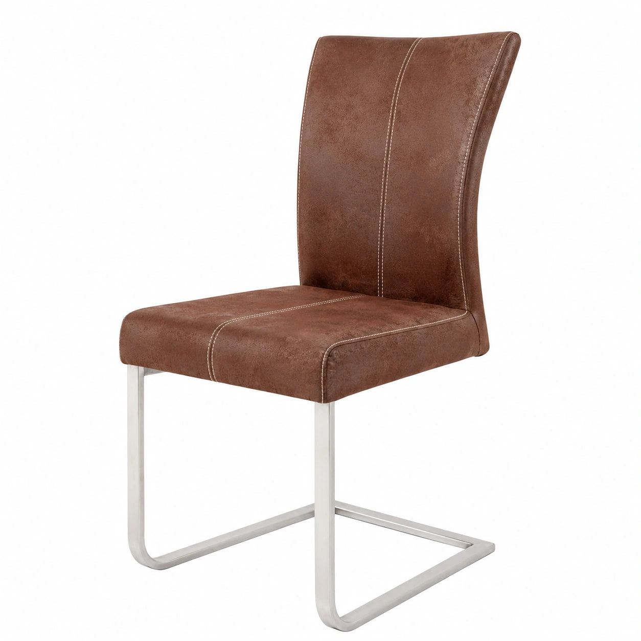Schwingstuhl – moderner Stil, mit Armlehnen, aus Stoff und Metall, Braun und Silber, für Esszimmer