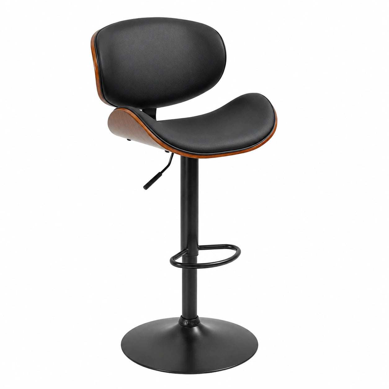 Barhocker – 2er-Set, 112 cm, höhenverstellbar, aus Kunstleder und Stahl, Schwarz, für Esszimmer und Küche