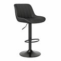 Barhocker – 2er-Set, moderner Stil, drehbar, höhenverstellbar, mit LED-Beleuchtung, aus Leder, Schwarz