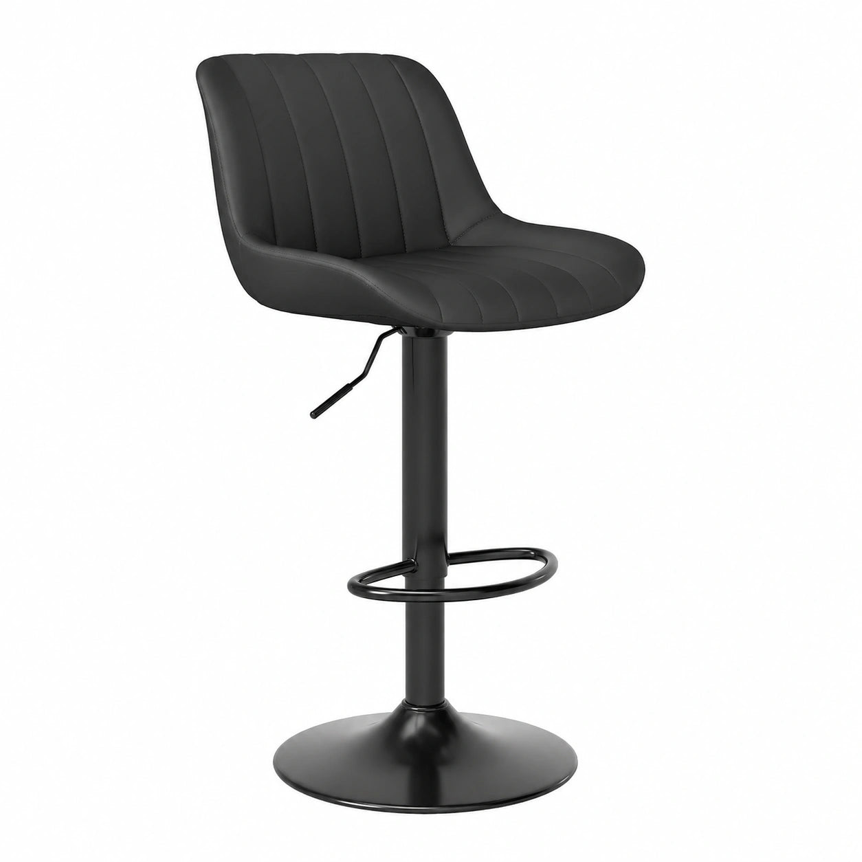 Barhocker – 2er-Set, moderner Stil, drehbar, höhenverstellbar, mit LED-Beleuchtung, aus Leder, Schwarz