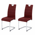 Esszimmerstühle – 2er-Set, 48 cm, gepolstert, aus Kunstleder, Rot, für Küche, Wohnzimmer und Büro