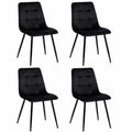 Esszimmerstühle – 4er-Set, aus Samt, Schwarz
