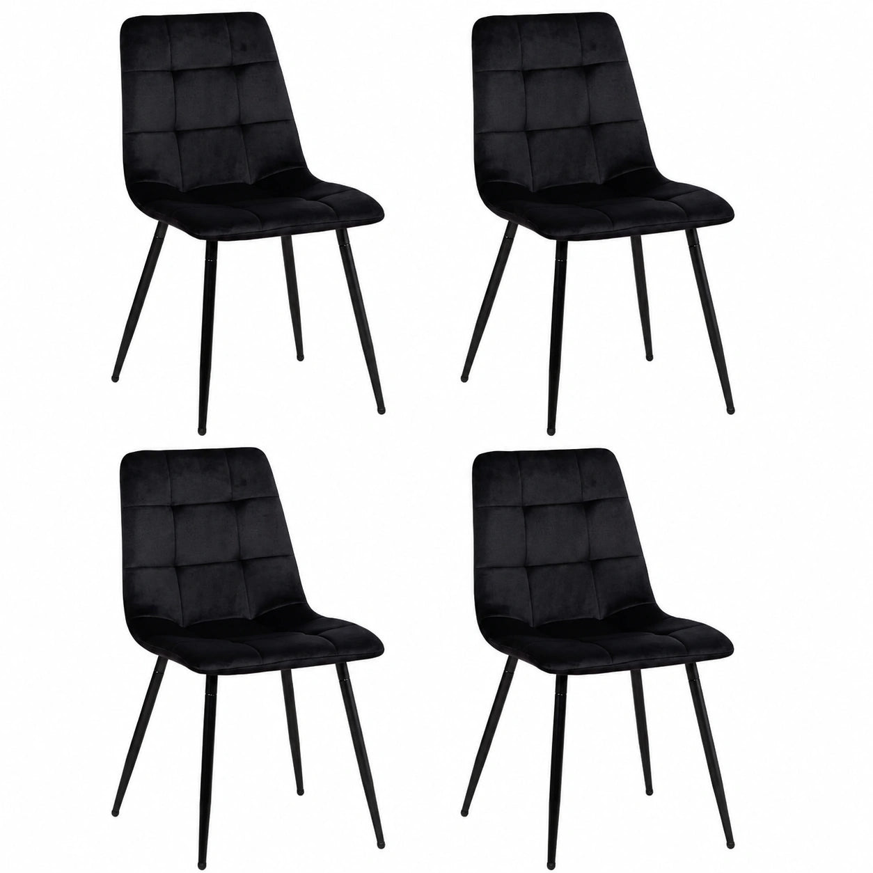 Esszimmerstühle – 4er-Set, aus Samt, Schwarz