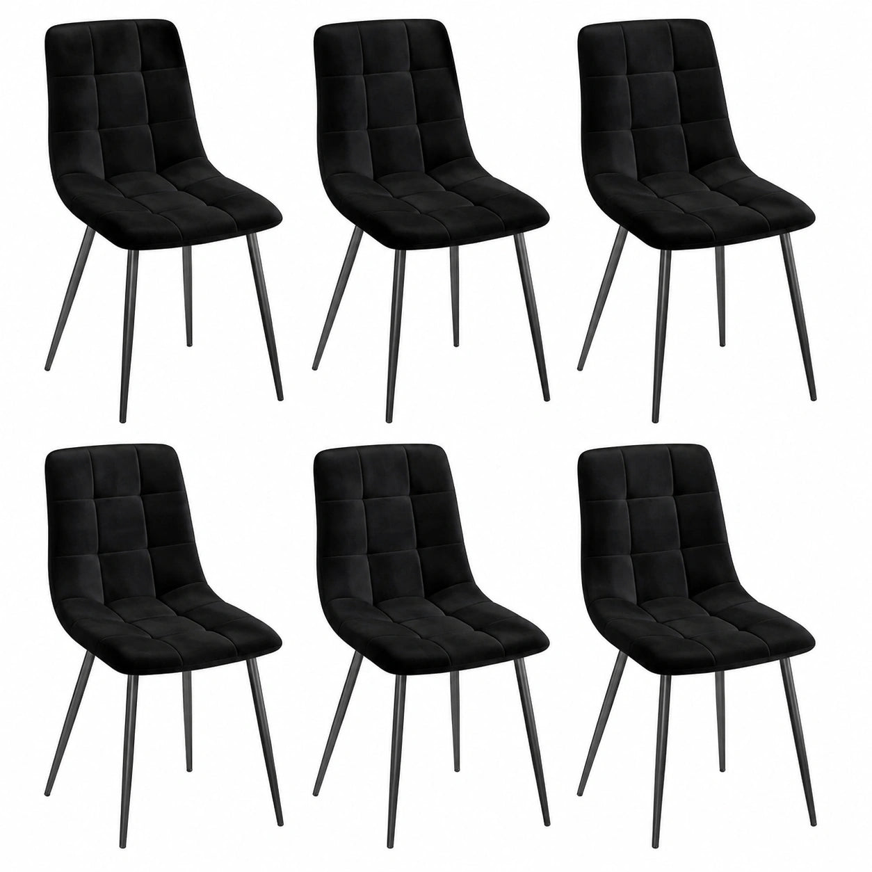 Esszimmerstühle – 6er-Set, gepolstert, mit Rückenlehne, Schwarz, für Esszimmer, Küche und Wohnzimmer