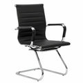Freischwinger – 2er-Set, mit LED-Beleuchtung, mit Armlehnen, aus Leder, Schwarz, für Büro
