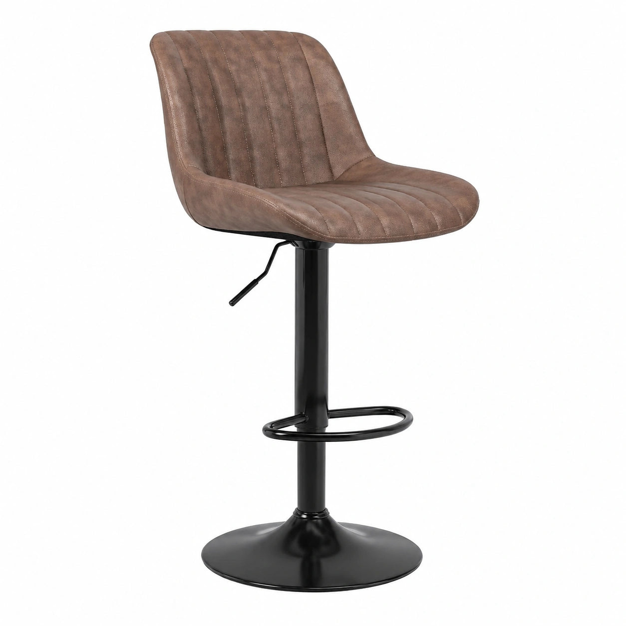 Barhocker – 2er-Set, moderner Stil, drehbar, höhenverstellbar, mit LED-Beleuchtung, aus Leder, Braun