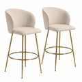 Barhocker – 2er-Set, aus Samt, Creme und Gold