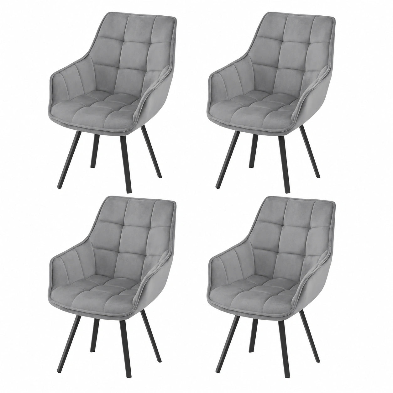 Esszimmerstühle – 4er-Set, moderner Stil, drehbar, mit Armlehnen, mit Rückenlehne, Dunkelgrau, für Esszimmer und Wohnzimmer