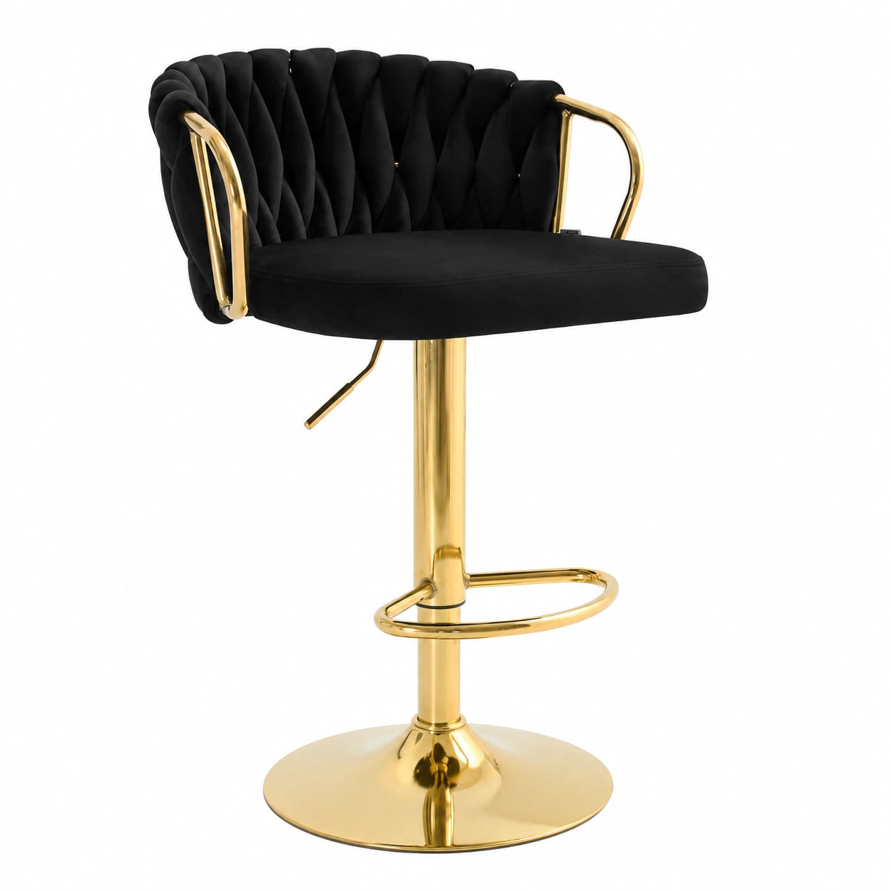Barhocker – 2er-Set, drehbar, höhenverstellbar, mit Rückenlehne, Schwarz