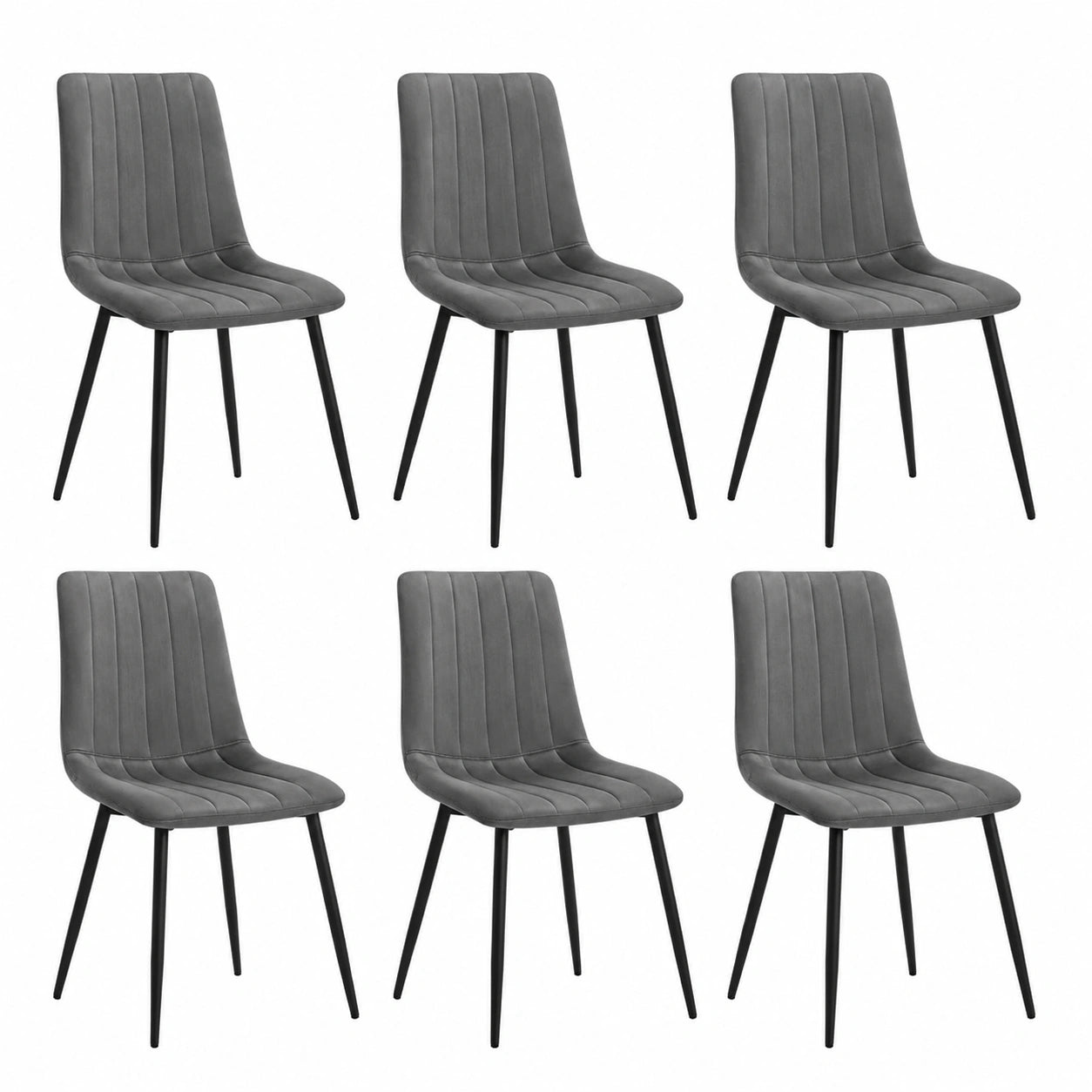 Esszimmerstühle – 6er-Set, gepolstert, mit Rückenlehne, aus Samt, Dunkelgrau, für Küche, Wohnzimmer und Schlafzimmer
