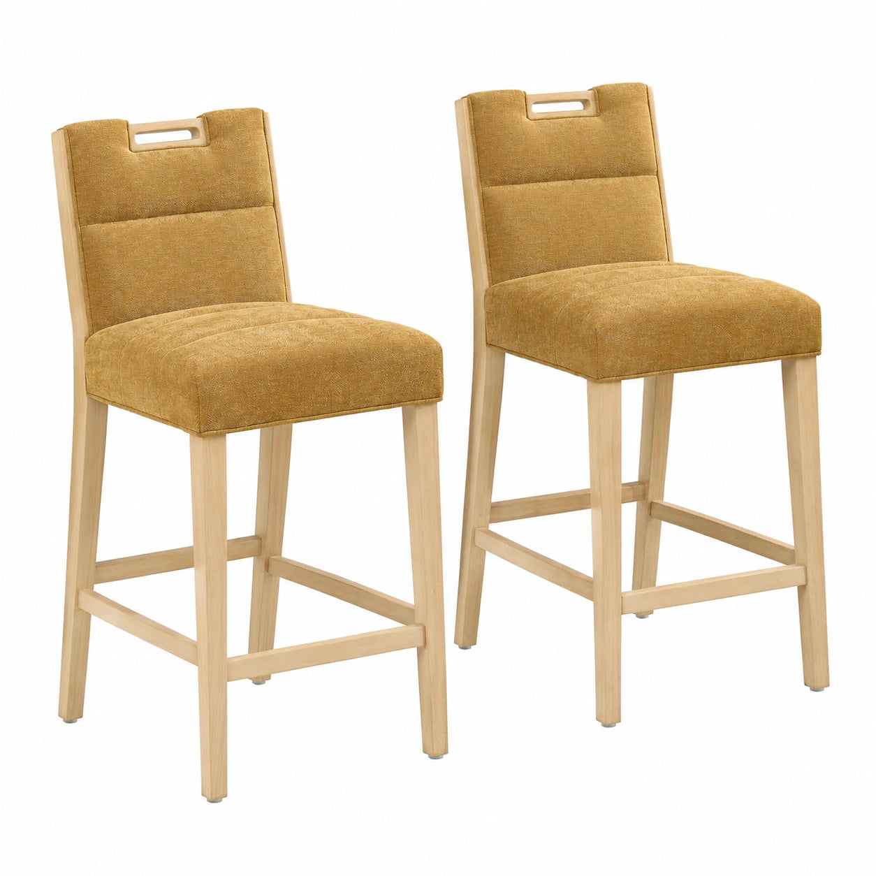 Barhocker – 2er-Set, aus Holz, Gelb, für Esszimmer und Küche