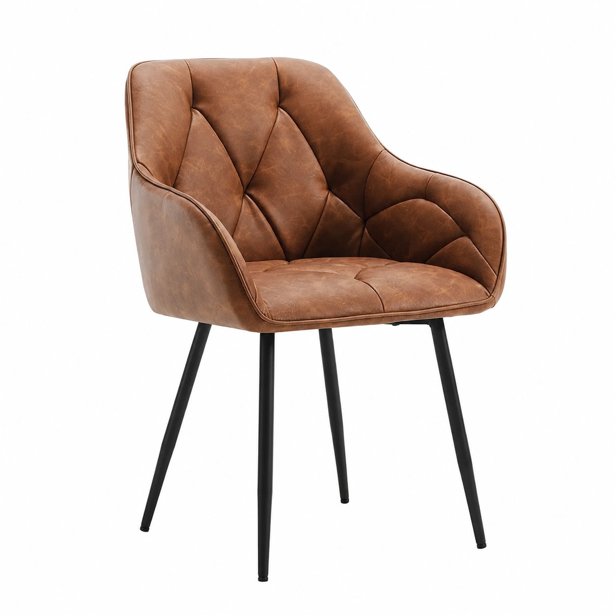 Esszimmerstühle – 6er-Set, gepolstert, mit Armlehnen, aus Kunstleder, Braun, für Esszimmer und Wohnzimmer