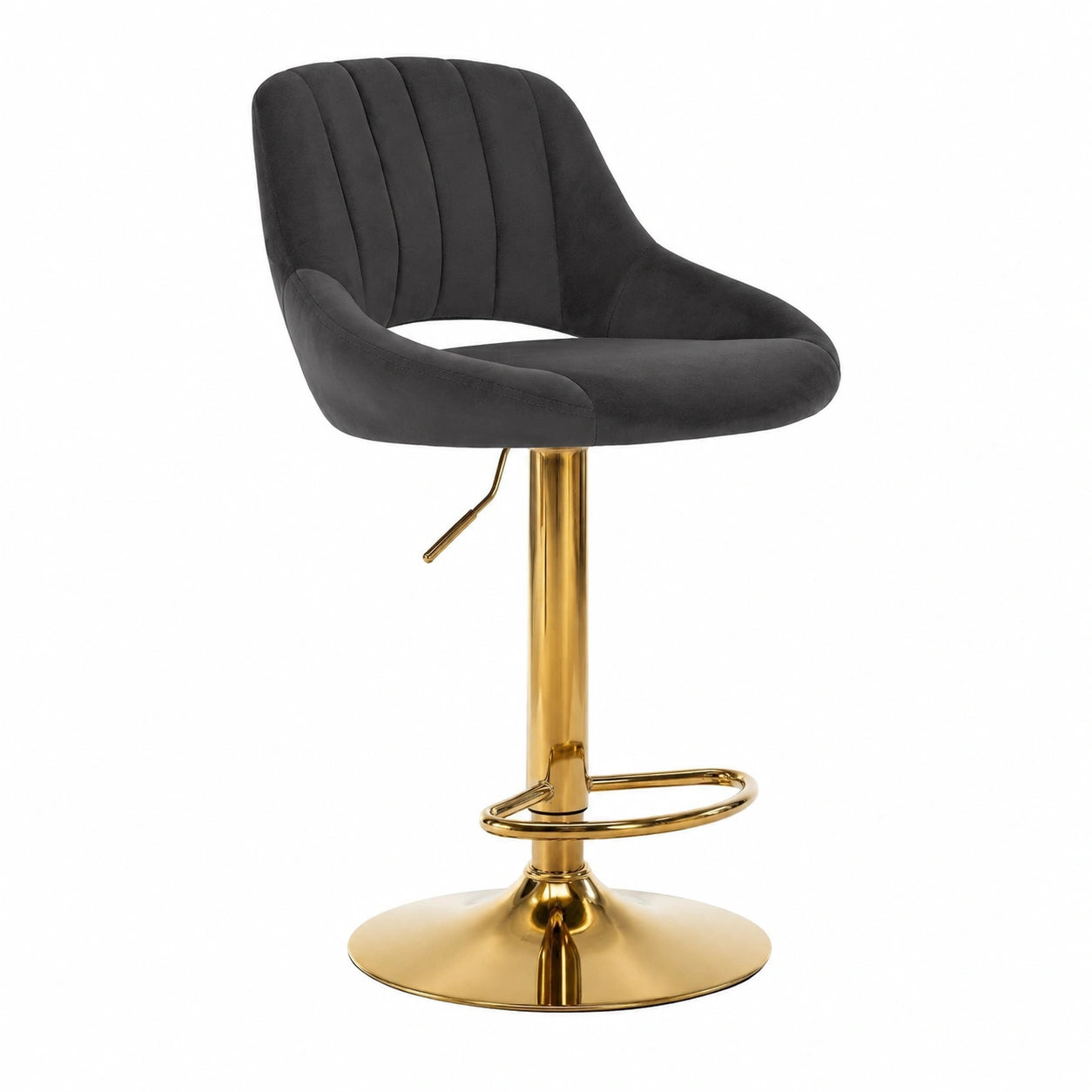 Barhocker – 2er-Set, drehbar, höhenverstellbar, gepolstert, aus Metall, Schwarz und Gold