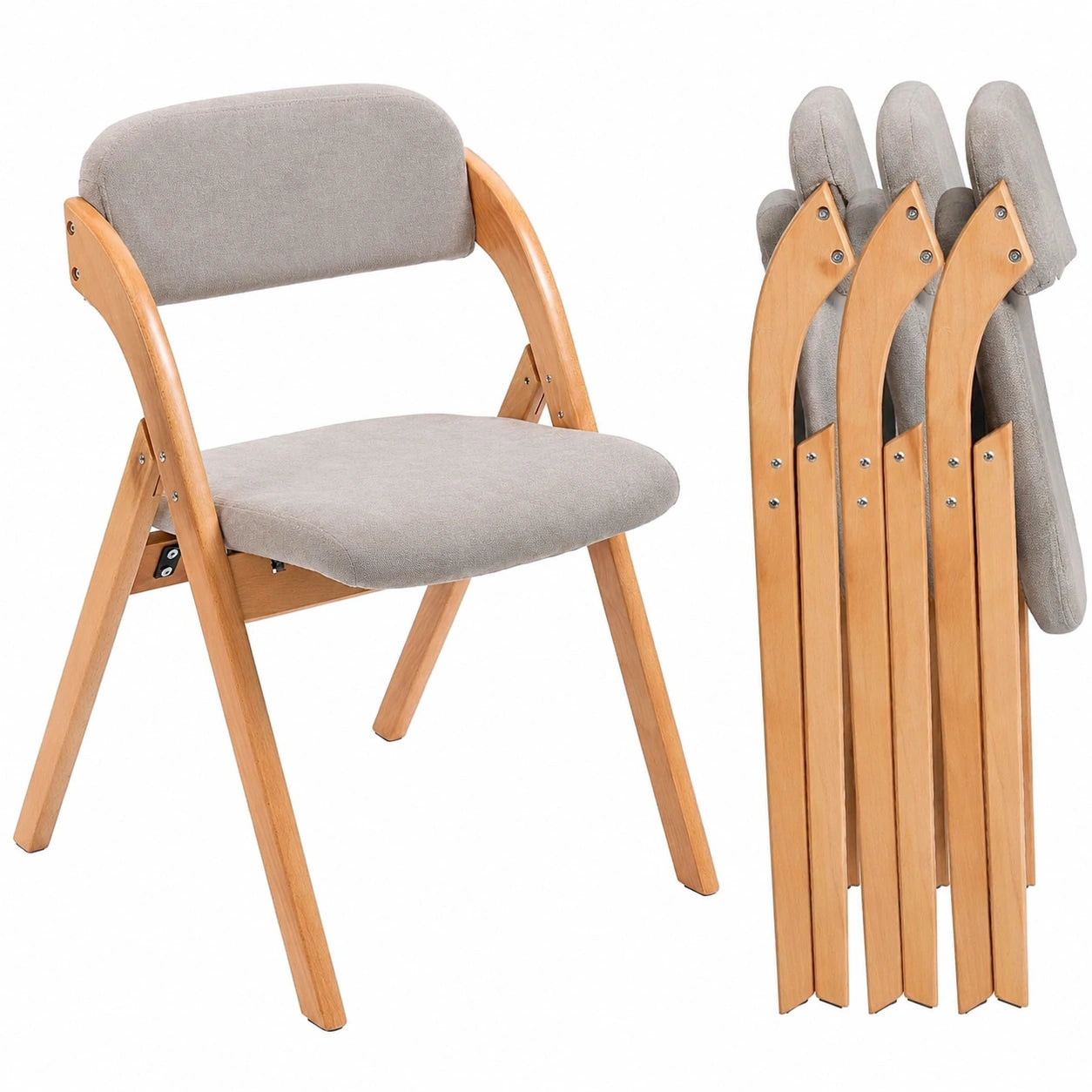 Stuhl – 4er-Set, klappbar, gepolstert, stapelbar, aus Holz, für Küche und Büro