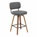 Barhocker – 2er-Set, 65 cm, drehbar, gepolstert, aus Kunstleder und Holz, Grau