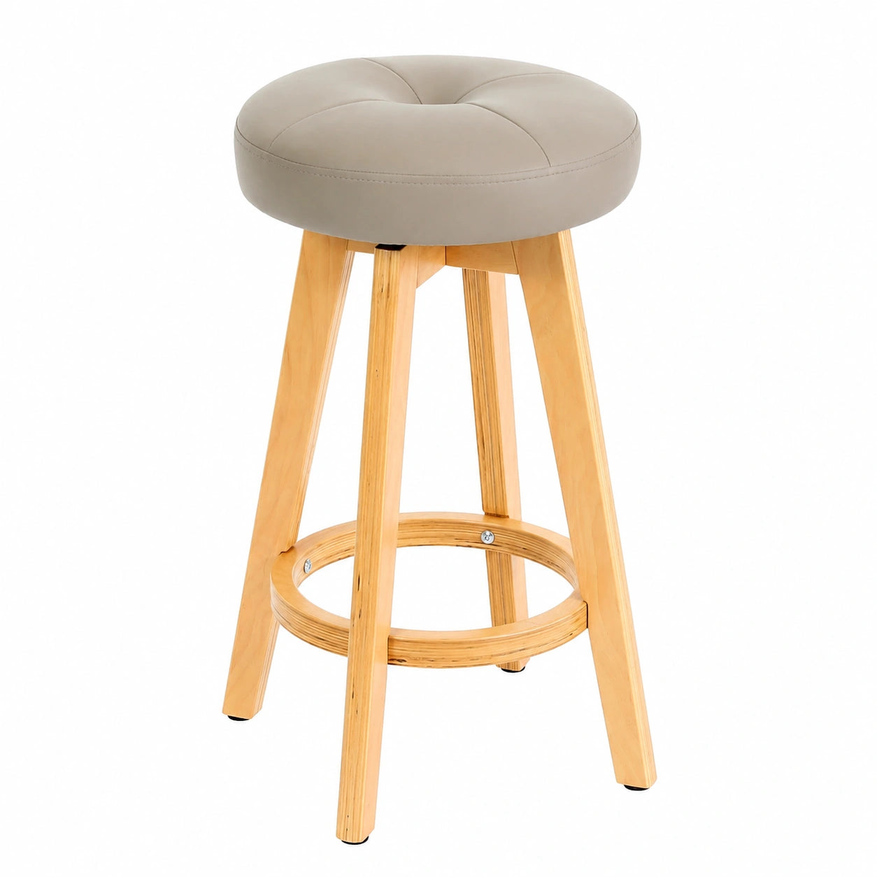 Barhocker – 2er-Set, drehbar, aus Kunstleder und Holz, Taupe