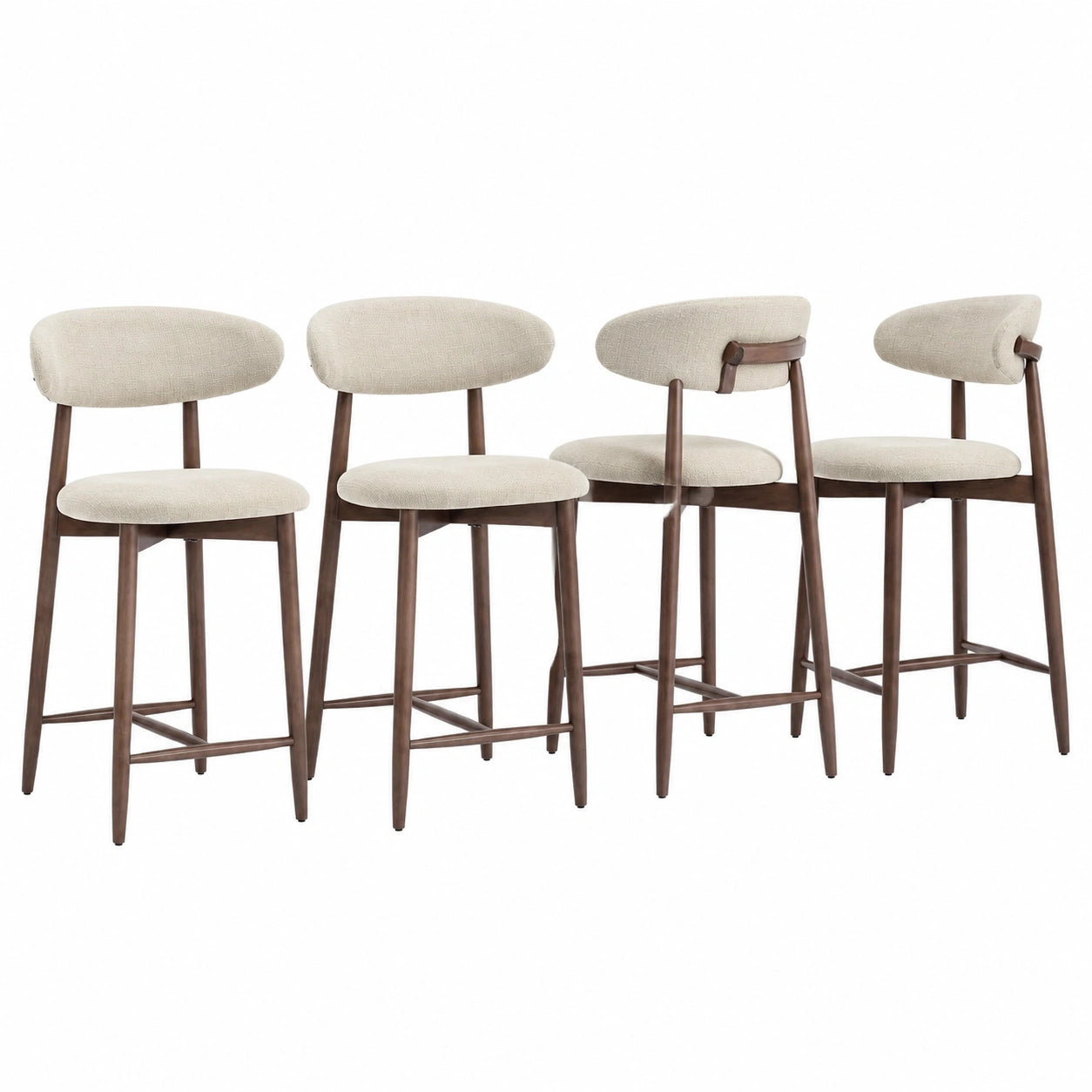 Barhocker – 4er-Set, mit Rückenlehne, Beige, für Esszimmer, Küche und Büro