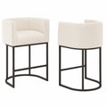 Barhocker – 2er-Set, 69 cm, moderner Stil, mit Armlehnen, aus Leinen und Metall, für Küche