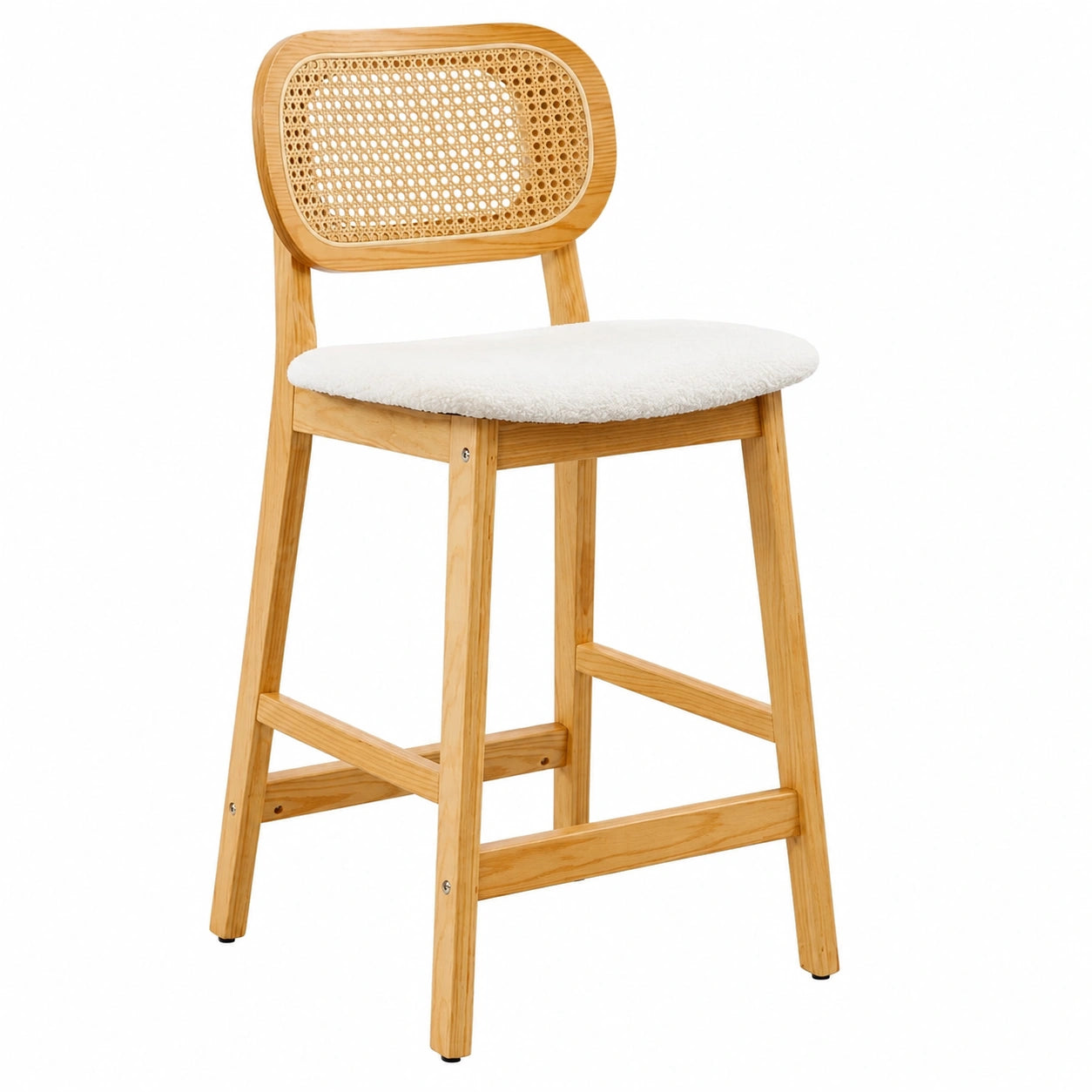 Barhocker – 2er-Set, mit Rückenlehne, aus Rattan, Beige