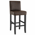 Barhocker – 2er-Set, 107 cm, gepolstert, aus Massivholz und Kunstleder, Braun