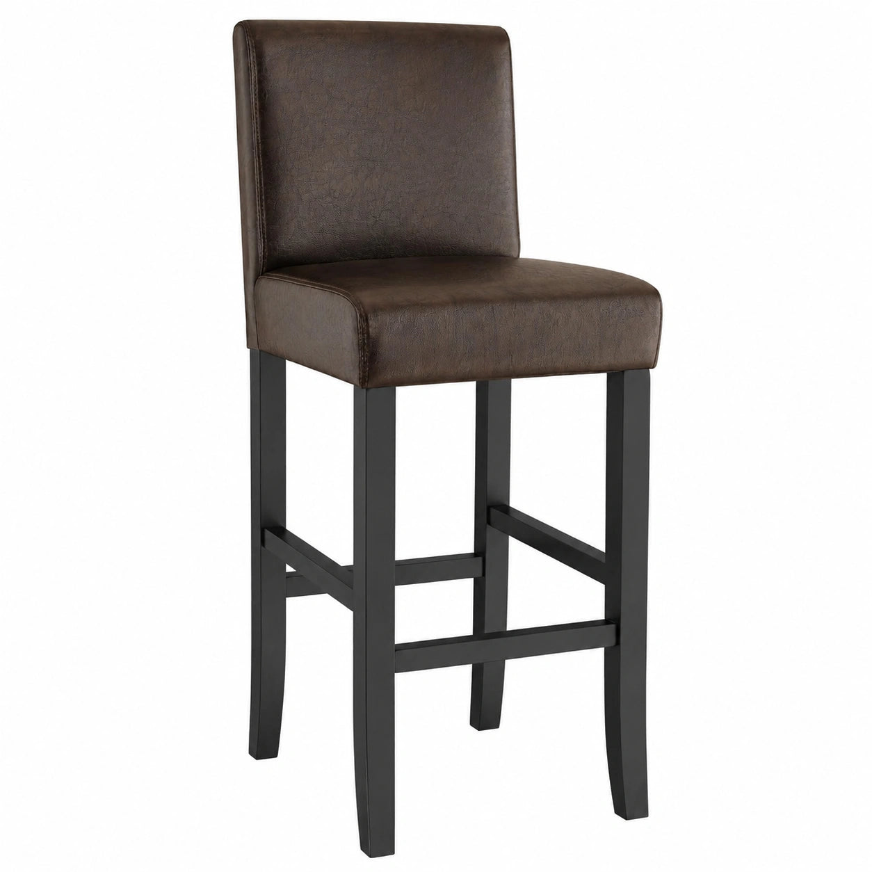 Barhocker – 2er-Set, 107 cm, gepolstert, aus Massivholz und Kunstleder, Braun