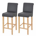Barhocker – 2er-Set, aus Kunstleder und Holz, Grau