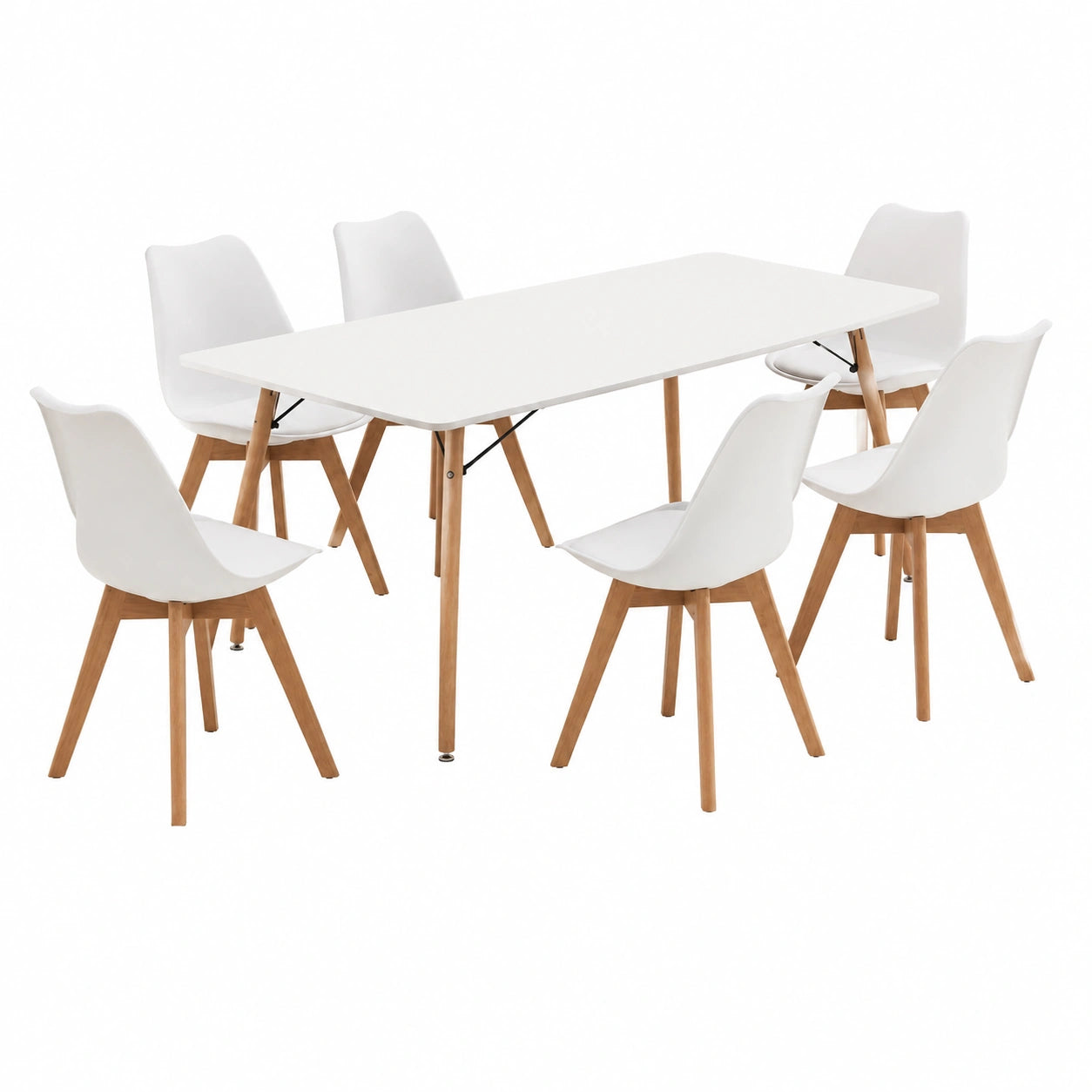 Esstisch – 6er-Set, 160 × 80 cm, rechteckige Form, für Küche, Wohnzimmer und Büro