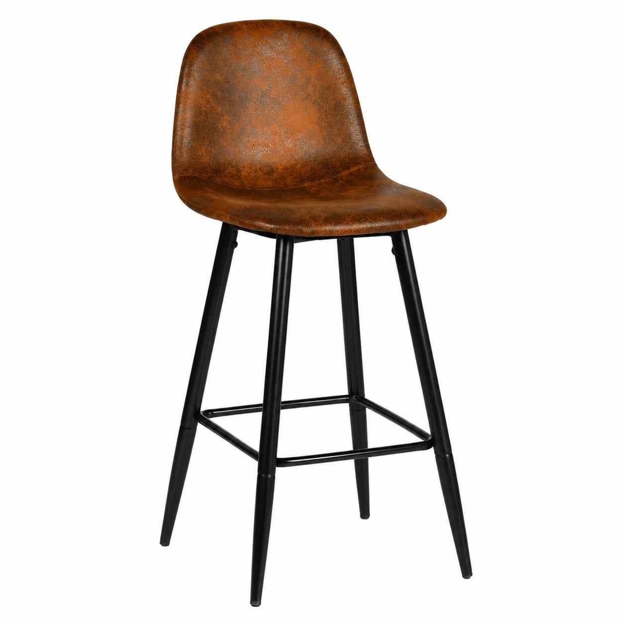 Barhocker – 2er-Set, aus Kunstleder, Braun, für Küche