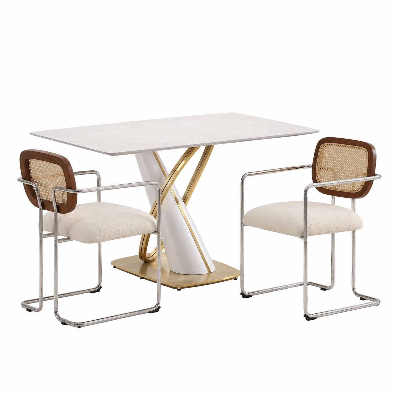 Esszimmerstühle – 2er-Set, gepolstert, mit Rückenlehne, aus Rattan, für Esszimmer, Küche und Wohnzimmer