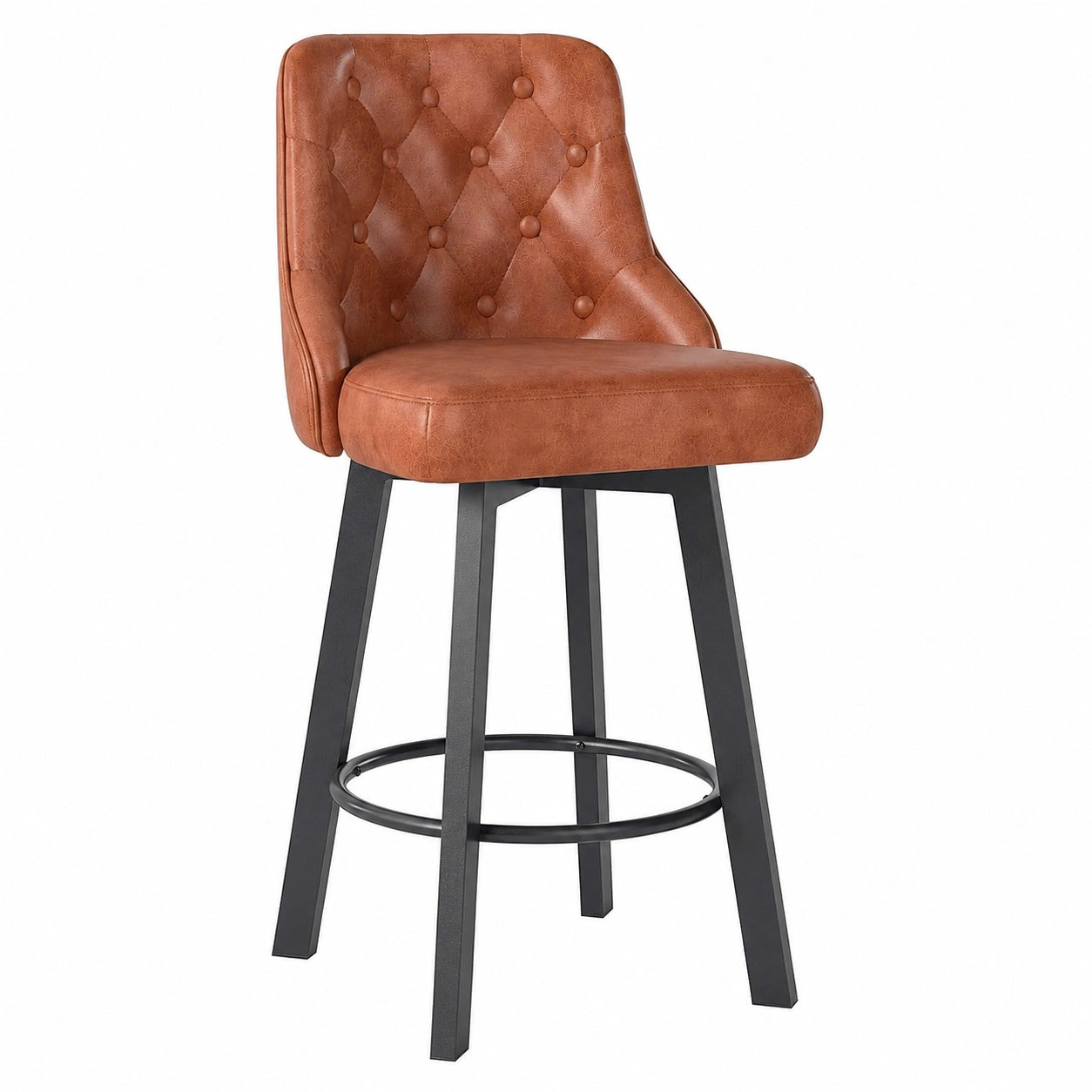 Barhocker – 2er-Set, 66,5 cm, moderner Stil, drehbar, mit LED-Beleuchtung, wasserdicht, aus Leder, Braun